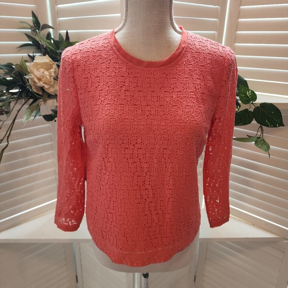 REBECCA MINKOFF CORAL SMALL ZIP BACK LINED LACE TOP